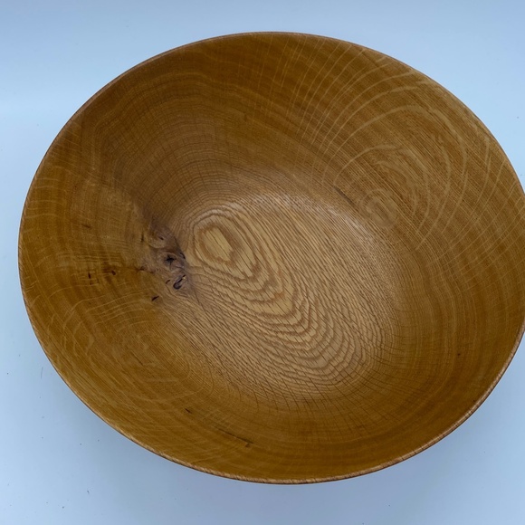 Handmade Wooden White Oak With Little Burl 11 3/8 X 4 Bowl Beautiful Grain - Picture 1 of 12